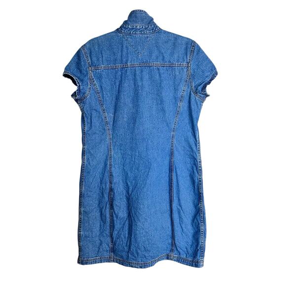Vintage Tommy Hilfiger Y2K Denim Mini Dress Pearl Button Front Western Size 14 - Picture 8 of 15